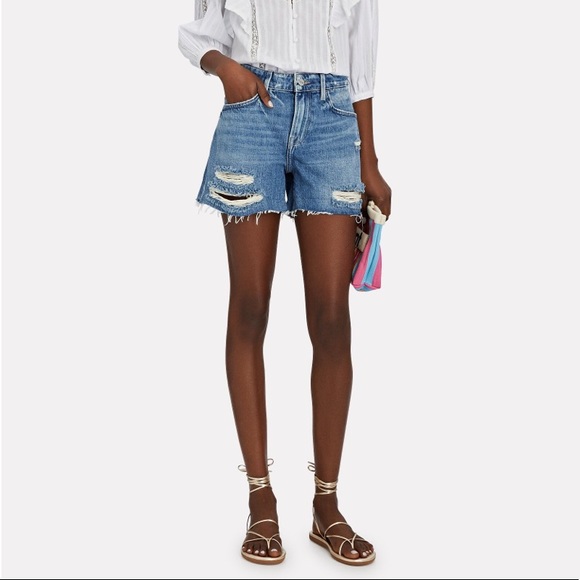 Frame High Rise Garçon Denim Jean Bermuda Shorts - Picture 2 of 14